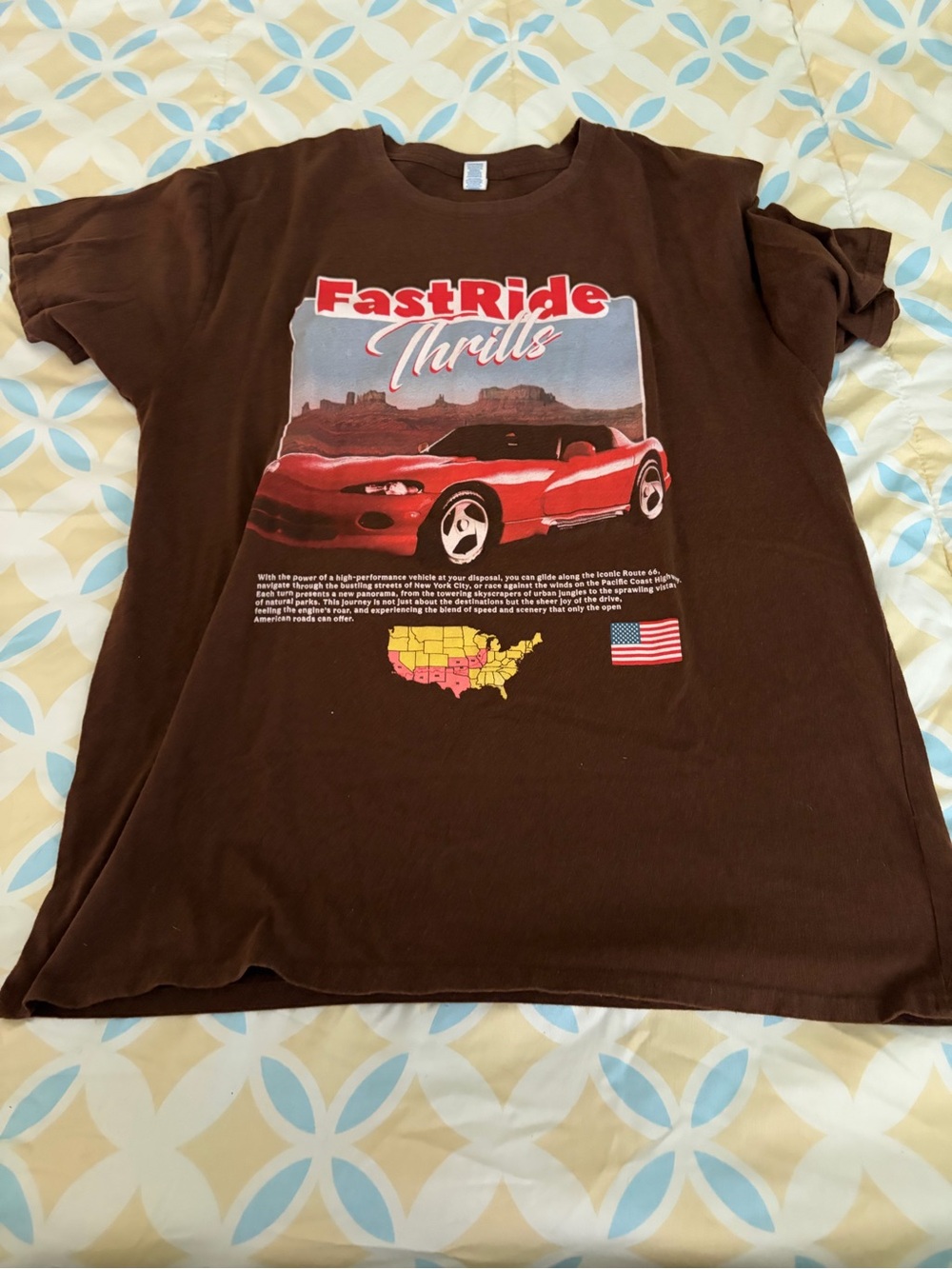 Graphic Short-Sleeve Tee — Brown with Red Print